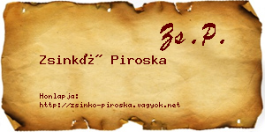Zsinkó Piroska névjegykártya